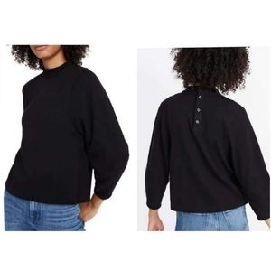 MADEWELL TEXTURE & THREAD RIBBED DOLMAN SLEEVE BACK BUTTON MOCKNECK